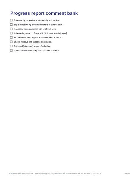 Preview of the first page of Comment bank